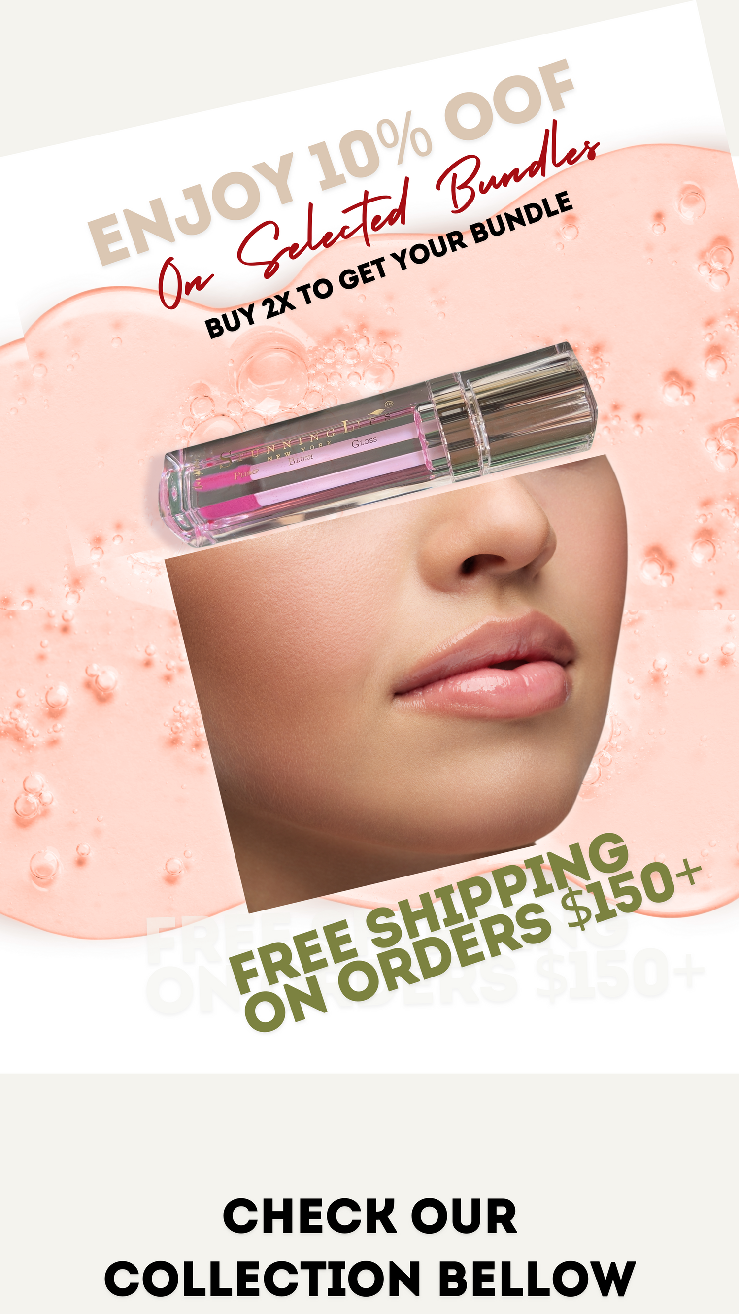 10% and Free Shipping Discount Flyer For Lips Product